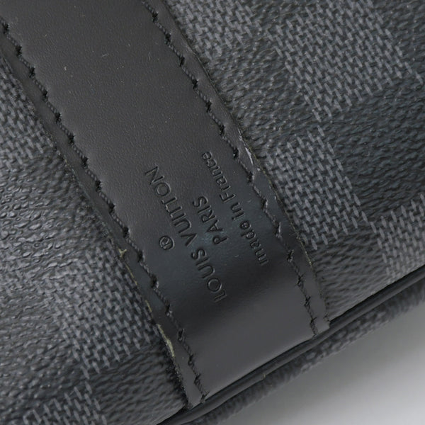 Very Good Condition LOUIS VUITTON Boston Keepall Bandouliere 45 Damier Graphite N41418 Black Silver Hardware 4a001158