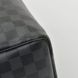 Very Good Condition LOUIS VUITTON Boston Keepall Bandouliere 45 Damier Graphite N41418 Black Silver Hardware 4a001158