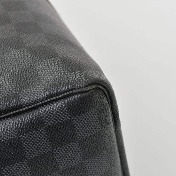 Very Good Condition LOUIS VUITTON Boston Keepall Bandouliere 45 Damier Graphite N41418 Black Silver Hardware 4a001158