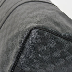 Very Good Condition LOUIS VUITTON Boston Keepall Bandouliere 45 Damier Graphite N41418 Black Silver Hardware 4a001158