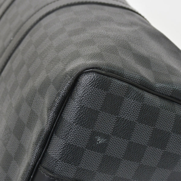 Very Good Condition LOUIS VUITTON Boston Keepall Bandouliere 45 Damier Graphite N41418 Black Silver Hardware 4a001158
