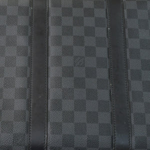 Very Good Condition LOUIS VUITTON Boston Keepall Bandouliere 45 Damier Graphite N41418 Black Silver Hardware 4a001158