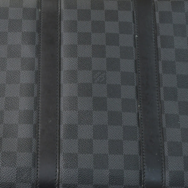 Very Good Condition LOUIS VUITTON Boston Keepall Bandouliere 45 Damier Graphite N41418 Black Silver Hardware 4a001158