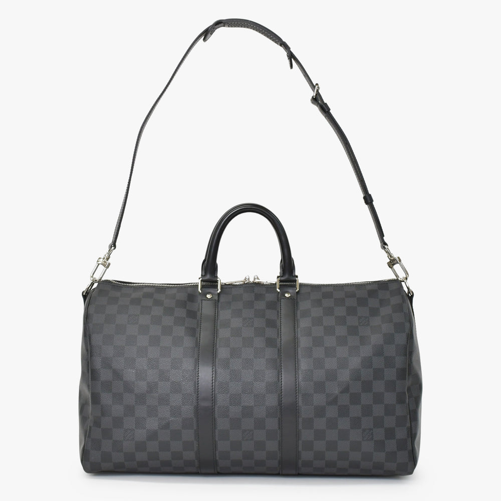 極美品 LOUIS VUITTON ルイヴィトン ボストン キーポルバンドリエール45 ダミエグラフィット N41418 ブラック シルバー金具 4a001158