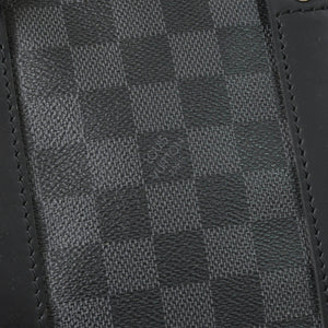 Very Good Condition LOUIS VUITTON Boston Keepall Bandouliere 45 Damier Graphite N41418 Black Silver Hardware 4a001158