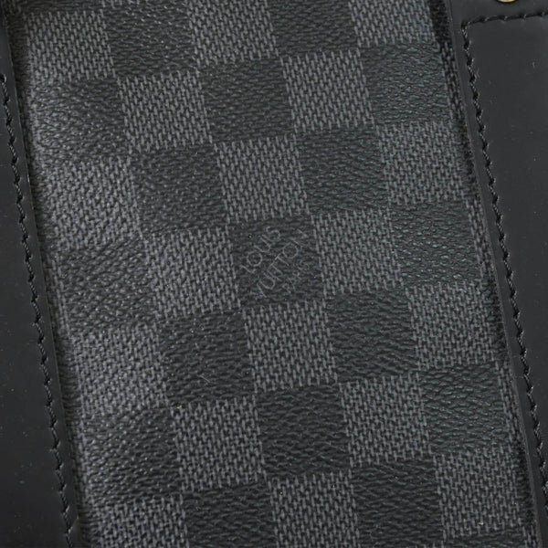 Very Good Condition LOUIS VUITTON Boston Keepall Bandouliere 45 Damier Graphite N41418 Black Silver Hardware 4a001158