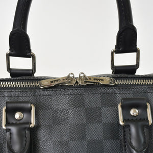 Very Good Condition LOUIS VUITTON Boston Keepall Bandouliere 45 Damier Graphite N41418 Black Silver Hardware 4a001158