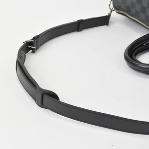Very Good Condition LOUIS VUITTON Boston Keepall Bandouliere 45 Damier Graphite N41418 Black Silver Hardware 4a001158