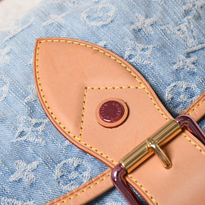 LOUIS VUITTON ルイヴィトン サンバーストPM ショルダーバッグ M93184 モノグラム デニム レザー ゴールド金具 美品 中古 4a001169