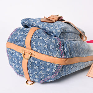 LOUIS VUITTON ルイヴィトン サンバーストPM ショルダーバッグ M93184 モノグラム デニム レザー ゴールド金具 美品 中古 4a001169