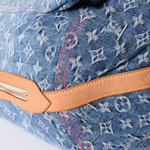 LOUIS VUITTON ルイヴィトン サンバーストPM ショルダーバッグ M93184 モノグラム デニム レザー ゴールド金具 美品 中古 4a001169