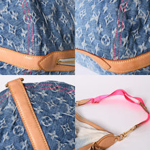 画像をギャラリービューアに読み込む, LOUIS VUITTON ルイヴィトン サンバーストPM ショルダーバッグ M93184 モノグラム デニム レザー ゴールド金具 美品 中古 4a001169
