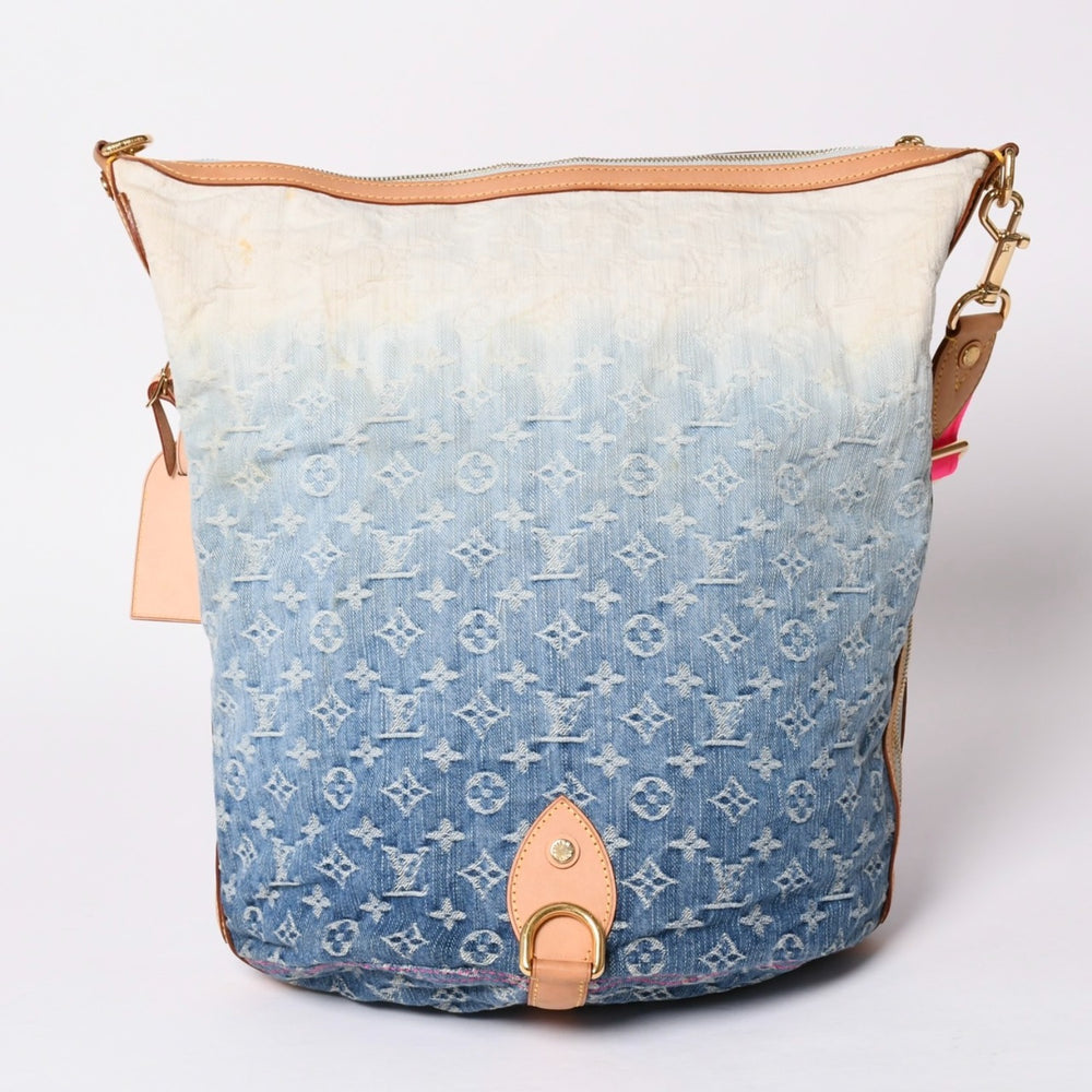 LOUIS VUITTON Sunburst PM Shoulder Bag M93184 Monogram Denim Leather Gold Hardware Good Condition Used 4a001169