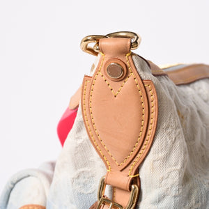 LOUIS VUITTON ルイヴィトン サンバーストPM ショルダーバッグ M93184 モノグラム デニム レザー ゴールド金具 美品 中古 4a001169