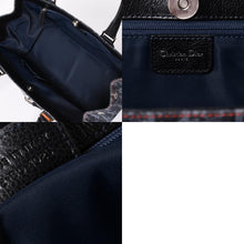画像をギャラリービューアに読み込む, 極美品 Christian Dior クリスチャンディオール フライトライン トロッター ハンドバッグ ガリアーノ期 デニム レザー ネイビー ブラック シルバー金具 中古 4a001666