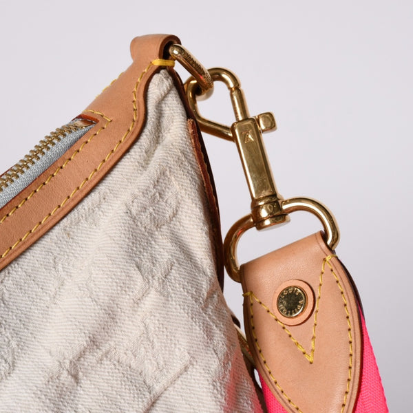 LOUIS VUITTON ルイヴィトン サンバーストPM ショルダーバッグ M93184 モノグラム デニム レザー ゴールド金具 美品 中古 4a001169