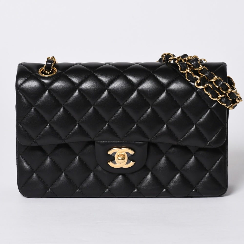 Like new CHANEL Chanel Matelasse 23 W flap W chain shoulder bag 22 series Coco mark lambskin black used 4a001171