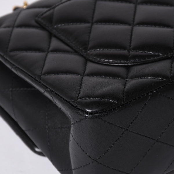 Like new CHANEL Chanel Matelasse 23 W flap W chain shoulder bag 22 series Coco mark lambskin black used 4a001171
