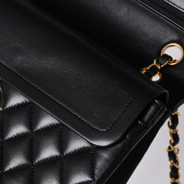 Like new CHANEL Chanel Matelasse 23 W flap W chain shoulder bag 22 series Coco mark lambskin black used 4a001171