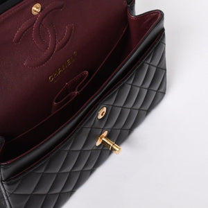 Like new CHANEL Chanel Matelasse 23 W flap W chain shoulder bag 22 series Coco mark lambskin black used 4a001171
