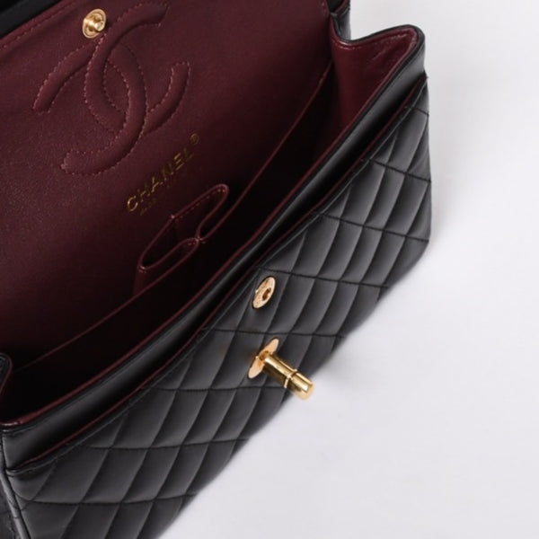 Like new CHANEL Chanel Matelasse 23 W flap W chain shoulder bag 22 series Coco mark lambskin black used 4a001171