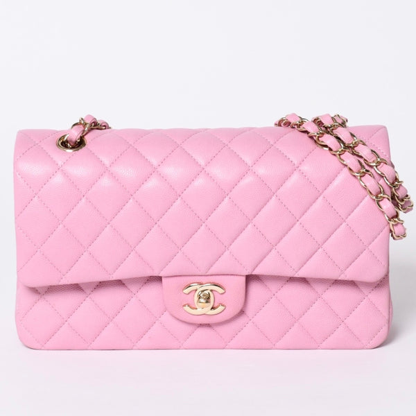 Like new CHANEL Chanel Matelasse 25 W flap W chain shoulder bag A01112 Random number here mark caviar skin used 4a001174