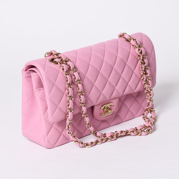 Like new CHANEL Chanel Matelasse 25 W flap W chain shoulder bag A01112 Random number here mark caviar skin used 4a001174