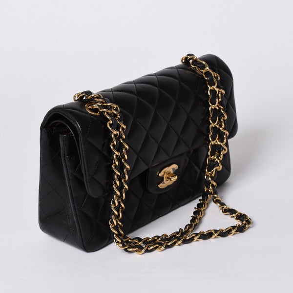 Like new CHANEL Chanel Matelasse 23 W flap W chain shoulder bag 22 series Coco mark lambskin black used 4a001171