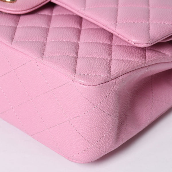 Like new CHANEL Chanel Matelasse 25 W flap W chain shoulder bag A01112 Random number here mark caviar skin used 4a001174