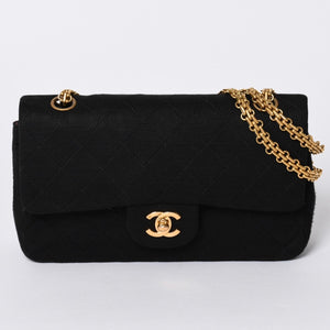 CHANEL Chanel Matelasse 23 W Flap W Chain Shoulder Bag No. 1 Coco Mark Cotton Jersey Black Good Condition Used 4a001239