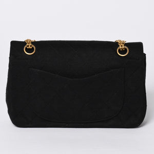 CHANEL Chanel Matelasse 23 W Flap W Chain Shoulder Bag No. 1 Coco Mark Cotton Jersey Black Good Condition Used 4a001239
