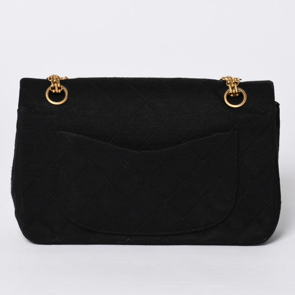 CHANEL Chanel Matelasse 23 W Flap W Chain Shoulder Bag No. 1 Coco Mark Cotton Jersey Black Good Condition Used 4a001239