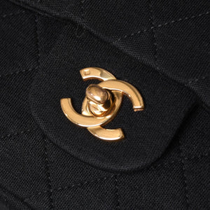 CHANEL Chanel Matelasse 23 W Flap W Chain Shoulder Bag No. 1 Coco Mark Cotton Jersey Black Good Condition Used 4a001239