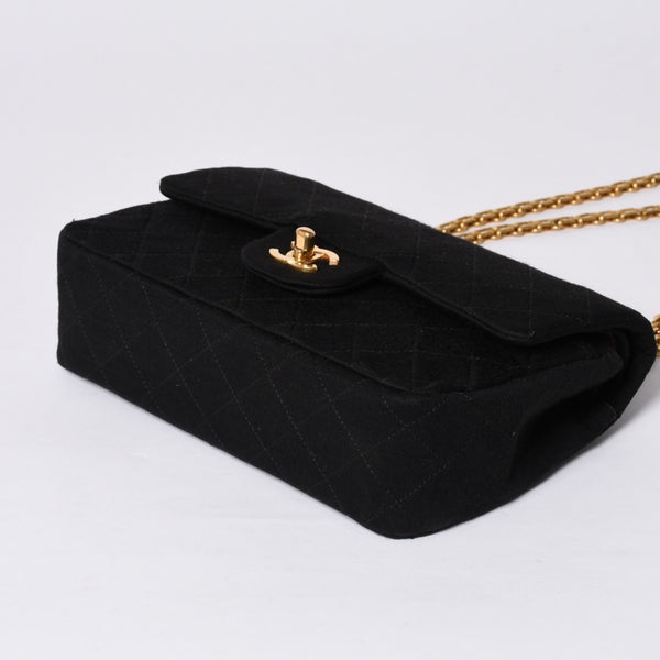 CHANEL Chanel Matelasse 23 W Flap W Chain Shoulder Bag No. 1 Coco Mark Cotton Jersey Black Good Condition Used 4a001239