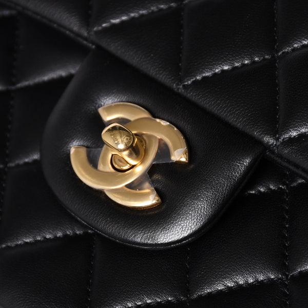 Like new CHANEL Chanel Matelasse 23 W flap W chain shoulder bag 22 series Coco mark lambskin black used 4a001171