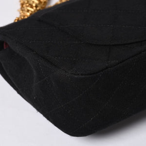 CHANEL Chanel Matelasse 23 W Flap W Chain Shoulder Bag No. 1 Coco Mark Cotton Jersey Black Good Condition Used 4a001239