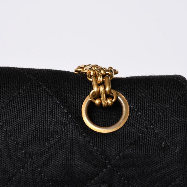 CHANEL Chanel Matelasse 23 W Flap W Chain Shoulder Bag No. 1 Coco Mark Cotton Jersey Black Good Condition Used 4a001239