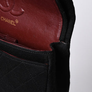CHANEL Chanel Matelasse 23 W Flap W Chain Shoulder Bag No. 1 Coco Mark Cotton Jersey Black Good Condition Used 4a001239