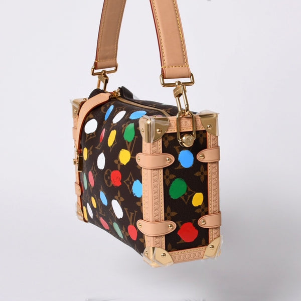 New Unused LOUIS VUITTON Yayoi Kusama Monogram Side Trunk Shoulder Bag Handbag Brown Leather M46396 Used 4a001439