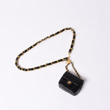 画像をギャラリービューアに読み込む, 極美品 CHANEL シャネル マイクロマトラッセ チェーンベルト 全長約79cm ラムスキン メタル GP ブラック 中古 4a001491