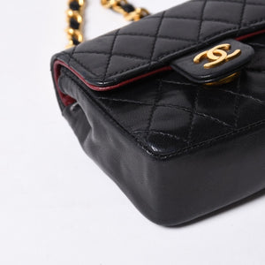 Very Good Condition CHANEL Micromatelasse Chain Belt Total Length Approx. 79cm Lambskin Metal GP Black Used 4a001491