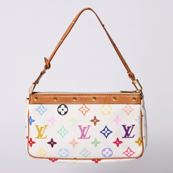 極美品 LOUIS VUITTON ルイヴィトン ポシェット アクセソワール アクセサリーポーチ M92649 モノグラム マルチカラー 村上隆 中古 4a001589