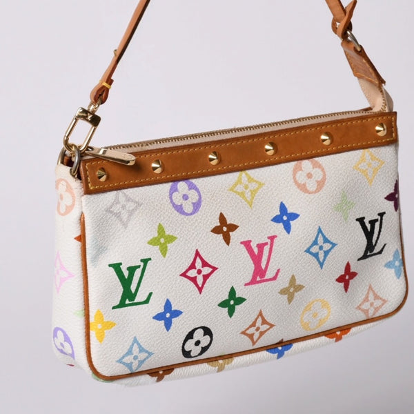極美品 LOUIS VUITTON ルイヴィトン ポシェット アクセソワール アクセサリーポーチ M92649 モノグラム マルチカラー 村上隆 中古 4a001589