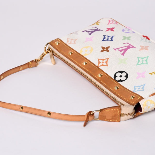 極美品 LOUIS VUITTON ルイヴィトン ポシェット アクセソワール アクセサリーポーチ M92649 モノグラム マルチカラー 村上隆 中古 4a001589