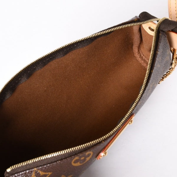 Like new LOUIS VUITTON Pochette Eva Monogram M95567 Brown Gold hardware Used 4a001176