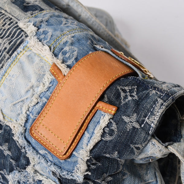 LOUIS VUITTON Patchwork Posty Messenger Bag M95374 Monogram Denim Blue Good Condition Used 4a001183