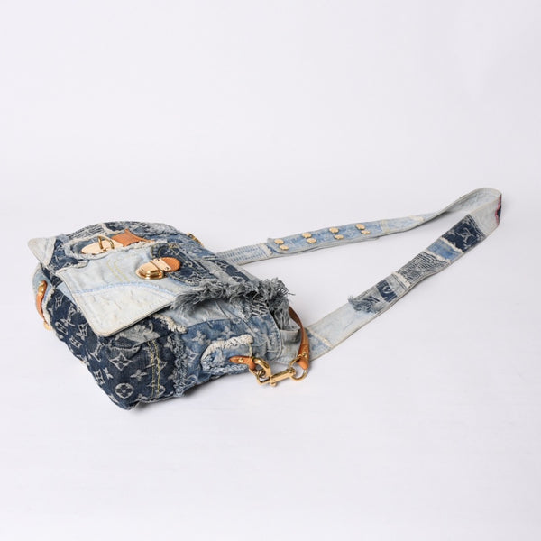LOUIS VUITTON Patchwork Posty Messenger Bag M95374 Monogram Denim Blue Good Condition Used 4a001183