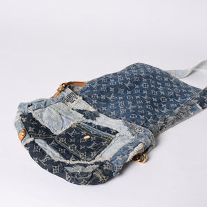LOUIS VUITTON Patchwork Posty Messenger Bag M95374 Monogram Denim Blue Good Condition Used 4a001183