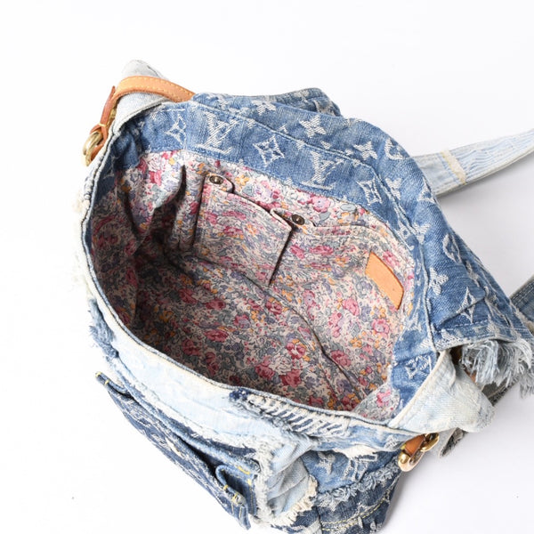 LOUIS VUITTON Patchwork Posty Messenger Bag M95374 Monogram Denim Blue Good Condition Used 4a001183