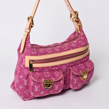 画像をギャラリービューアに読み込む, 新品同様 LOUIS VUITTON ルイヴィトン バギーPM ワンショルダーバッグ M95212 モノグラム デニム レザー ピンク 中古 4a001180
